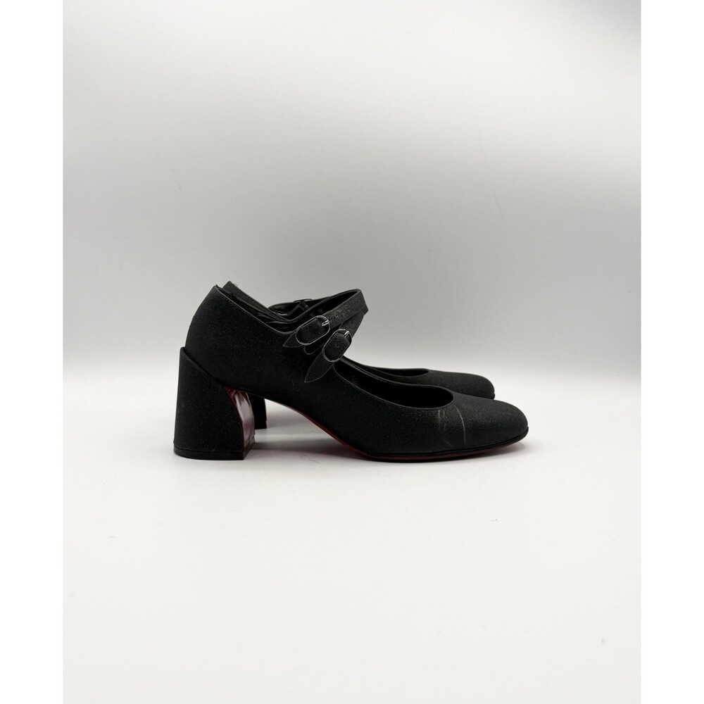 Christian Louboutin Miss Jane 55 Black Glitter Mary Jane Pumps Size EU 34.5